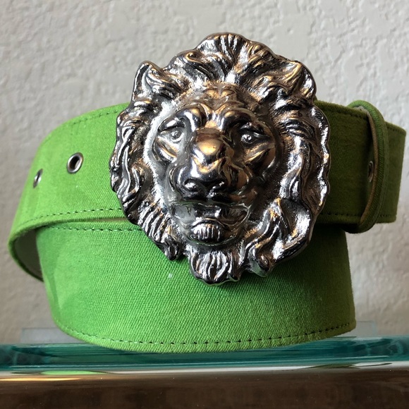 Gene ewing bis Accessories - Lime green silver lion head belt medium vintage